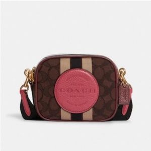 Coach Mini Dempsey Camera Bag in Signature Jacquard with Stripe and Coach Patch